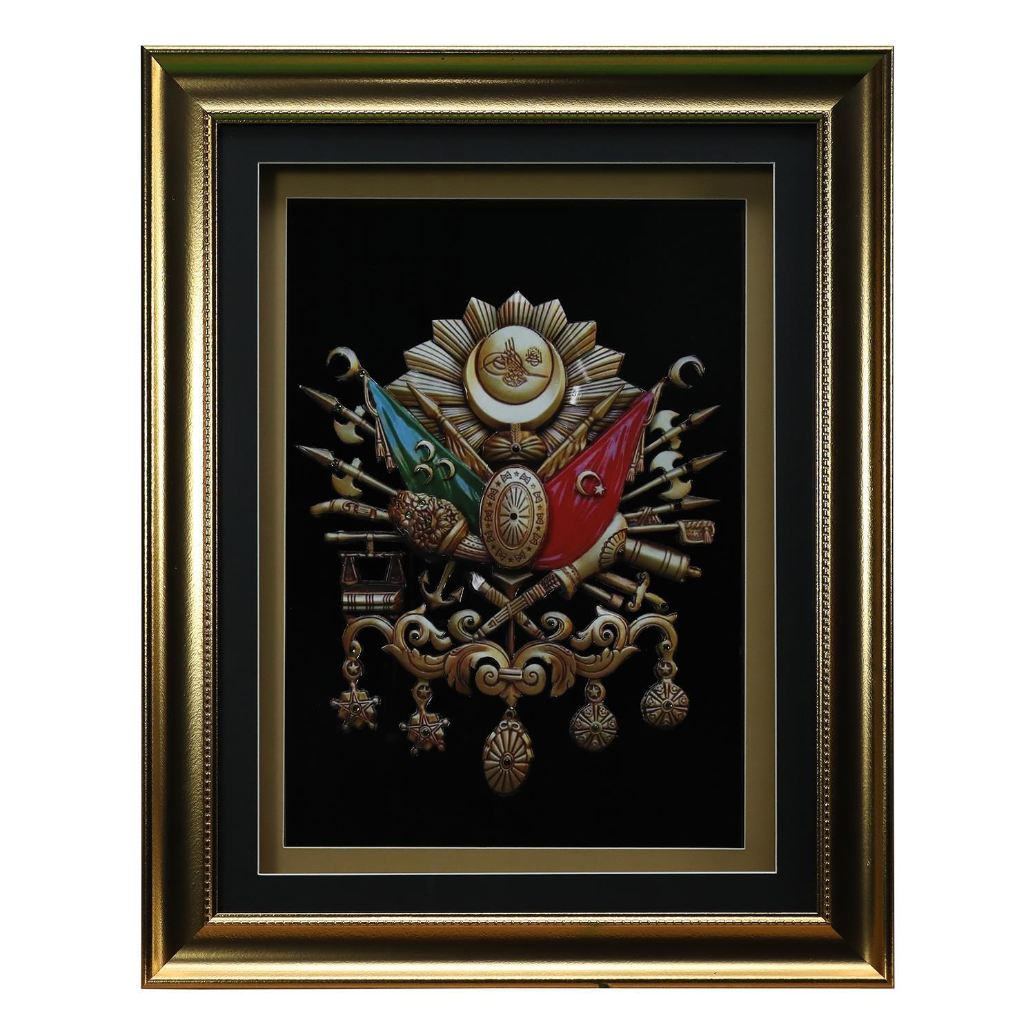 e38 EL İŞÇİLİĞİ OSMANLI TUĞRASI KAĞIT ROLYEF TABLO 64 x 50 cm - 6065