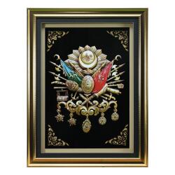 e38 EL İŞÇİLİĞİ OSMANLI TUĞRASI KAĞIT ROLYEF TABLO 87 x 66 cm - 6067 - e38