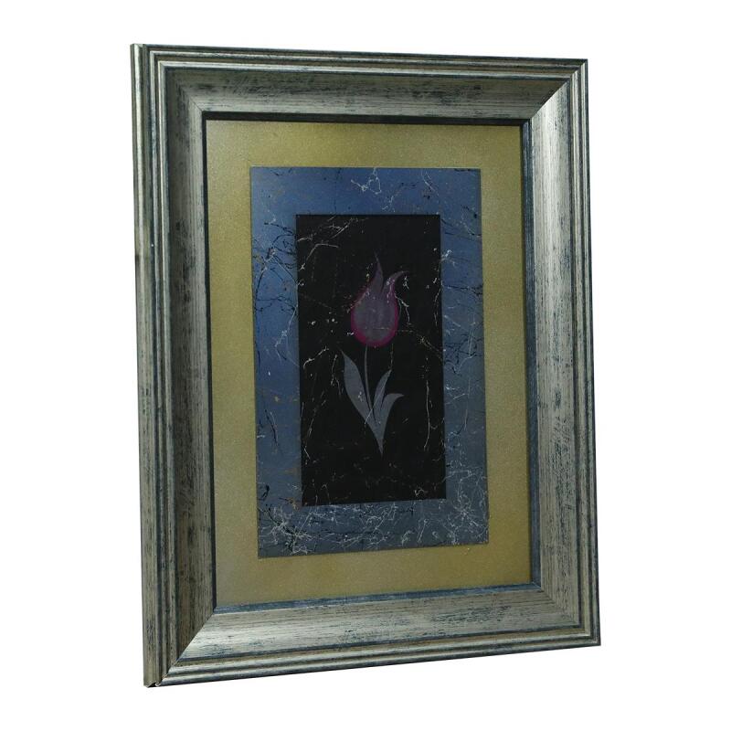 e38 EL İŞÇİLİĞİ PEMBE DESENLİ LALE EBRU TABLO 38*31 CM-6461 - 2