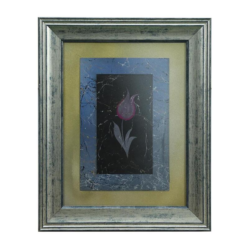 e38 EL İŞÇİLİĞİ PEMBE DESENLİ LALE EBRU TABLO 38*31 CM-6461 - 1