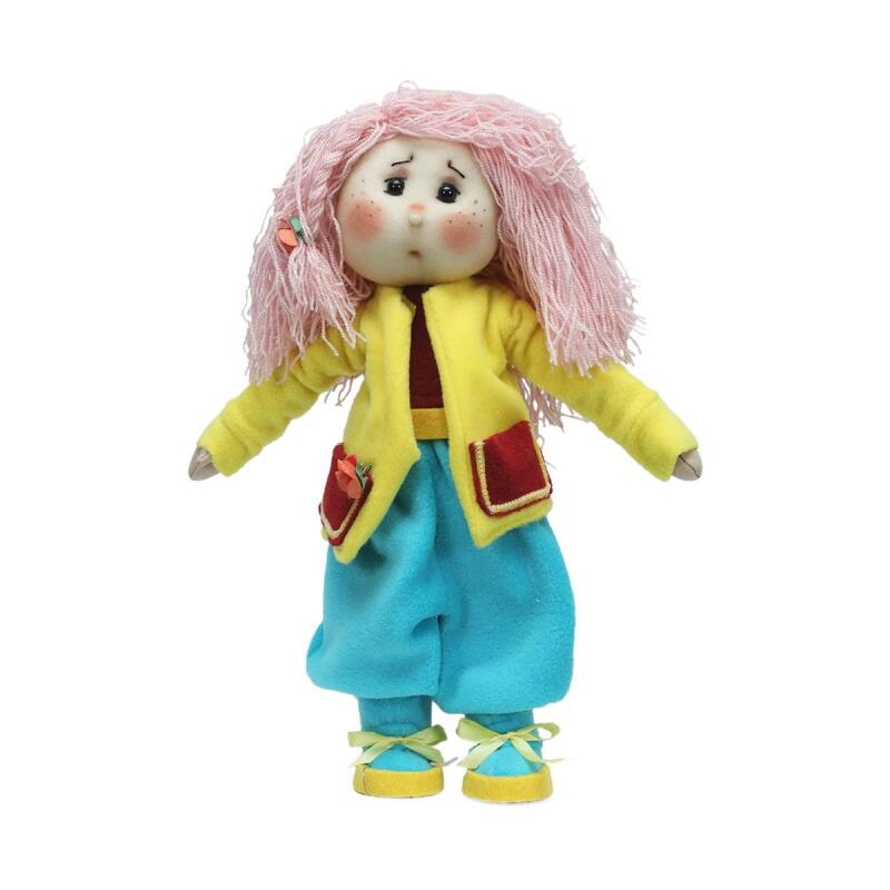 e38 EL İŞÇİLİĞİ PEMBE SAÇLI KIZ DEKOR BEBEK 32 CM - 6235 - 1