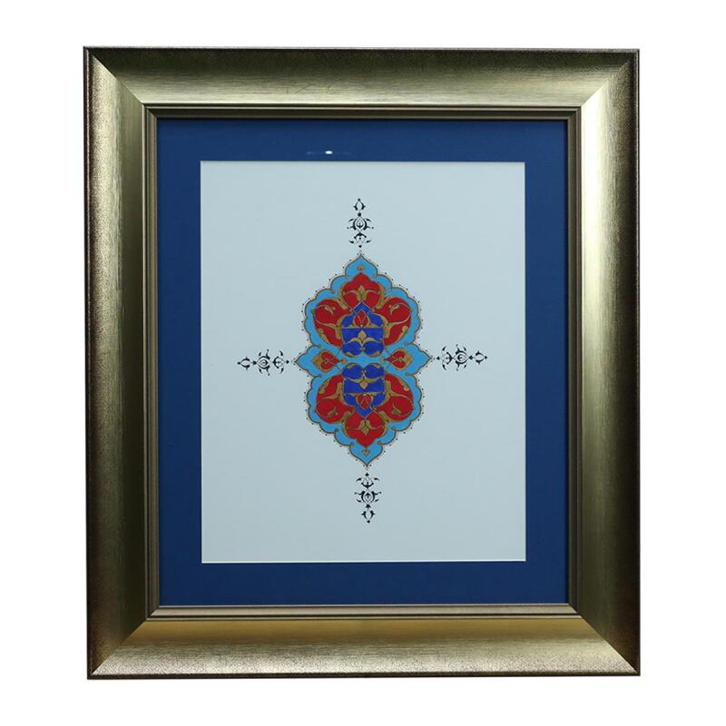 e38 EL İŞÇİLİĞİ RUMİ MOTİFLİ TEZHİP TABLO - 44*51 CM - 6539 - 1