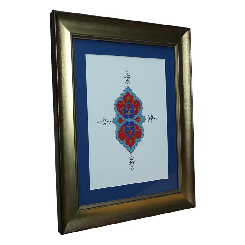 e38 EL İŞÇİLİĞİ RUMİ MOTİFLİ TEZHİP TABLO - 44*51 CM - 6539 - 2