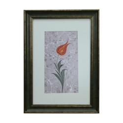 e38 EL İŞÇİLİĞİ SARI LALE EBRU TABLO 46*33 CM-6458 - e38