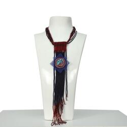 e38 EL İŞÇİLİĞİ SELÇUKLU YILDIZ DESENLİ KUM BONCUK KOLYE - 6020 - e38