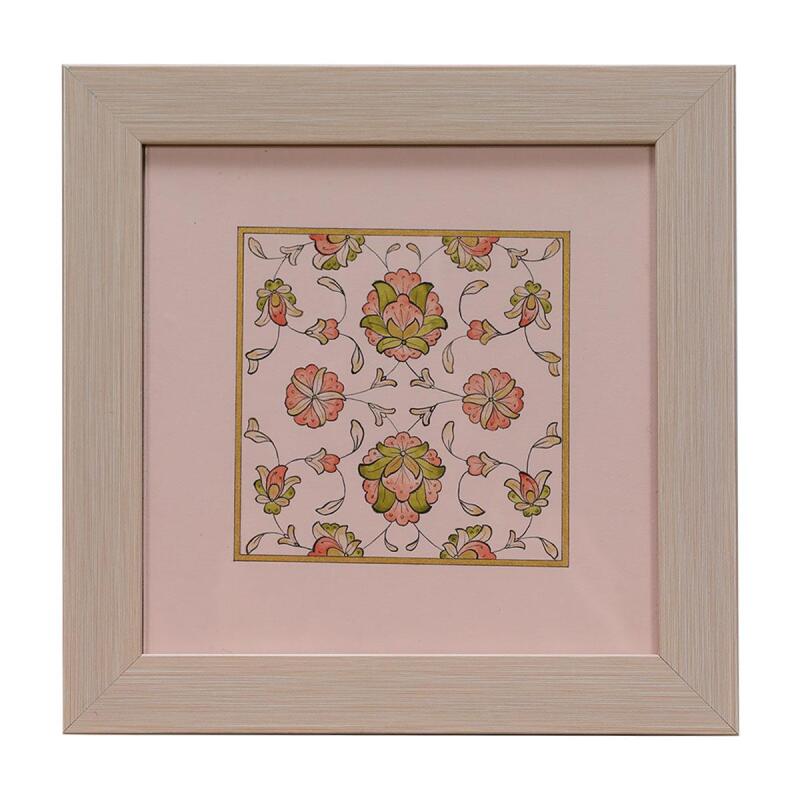 e38 EL İŞÇİLİĞİ ŞİKAF RENKLİ HALKAR TEZHİP TABLO 25 x 25 cm - 6037 - 1