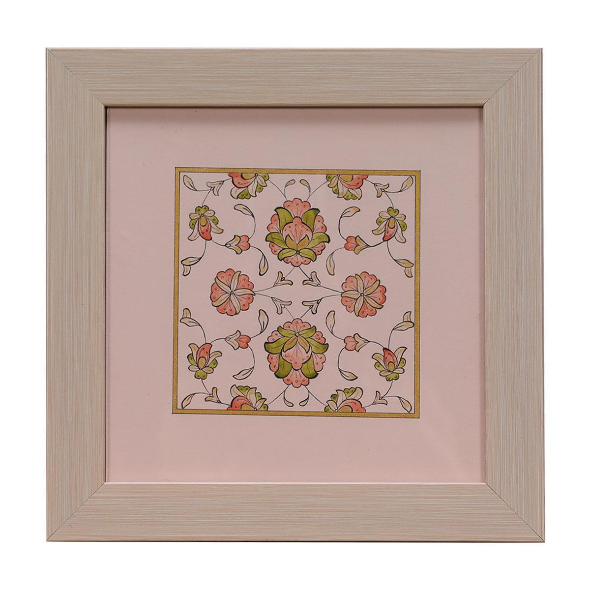 e38 EL İŞÇİLİĞİ ŞİKAF RENKLİ HALKAR TEZHİP TABLO 25 x 25 cm - 6037