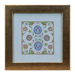 e38 EL İŞÇİLİĞİ ŞİKAF RENKLİ HALKAR TEZHİP TABLO 25 x 25 cm - 6040 - e38