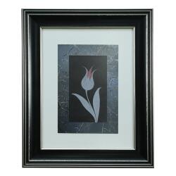 e38 EL İŞÇİLİĞİ SİYAH ZEMİNLİ LALE EBRU TABLO 43*35 CM-6462 - e38