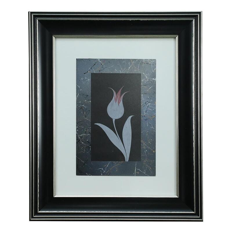 e38 EL İŞÇİLİĞİ SİYAH ZEMİNLİ LALE EBRU TABLO 43*35 CM-6462 - 1