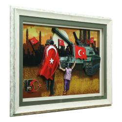 e38 EL İŞÇİLİĞİ TANK VE İNSAN KAĞIT RÖLYEF TABLO 66x86 CM - 6337 - 2