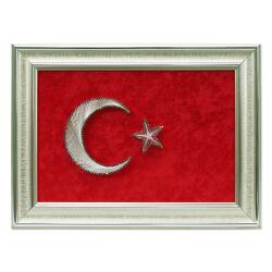 e38 EL İŞÇİLİĞİ TÜRK BAYRAĞI FİLOGRAFİ TABLO 37x27 cm - 6006 - e38
