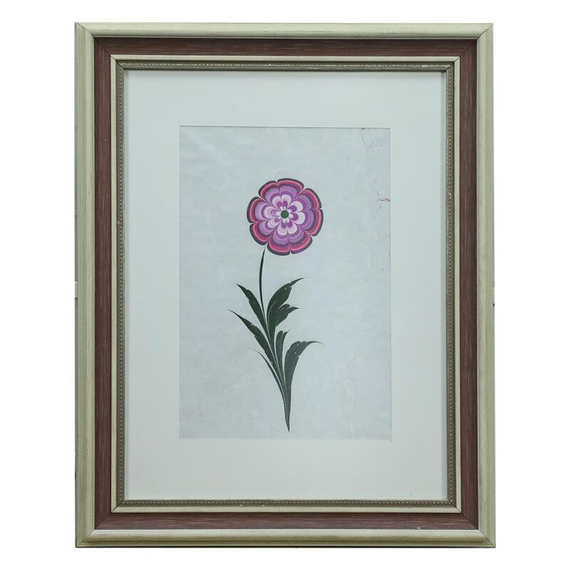 e38 EL İŞÇİLİĞİ YONCA YAPRAĞI EBRU TABLO 55*44 CM-6466 - 1