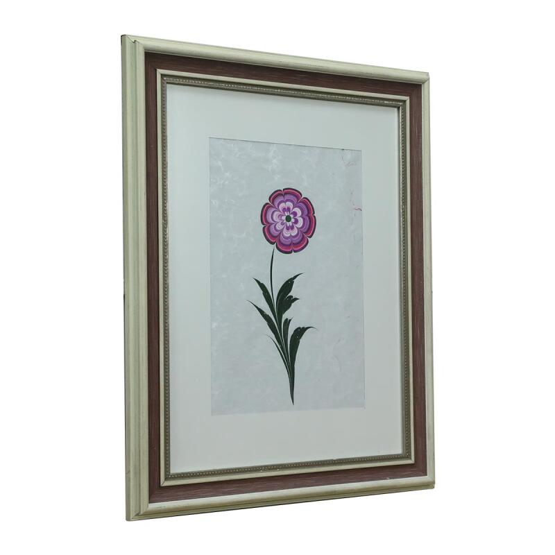 e38 EL İŞÇİLİĞİ YONCA YAPRAĞI EBRU TABLO 55*44 CM-6466 - 2