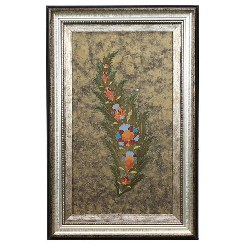 e38 EL İŞÇİLİĞİ ZERENDUD YAPRAK SULUBOYA TABLO 43x66 cm - 6206 - 1