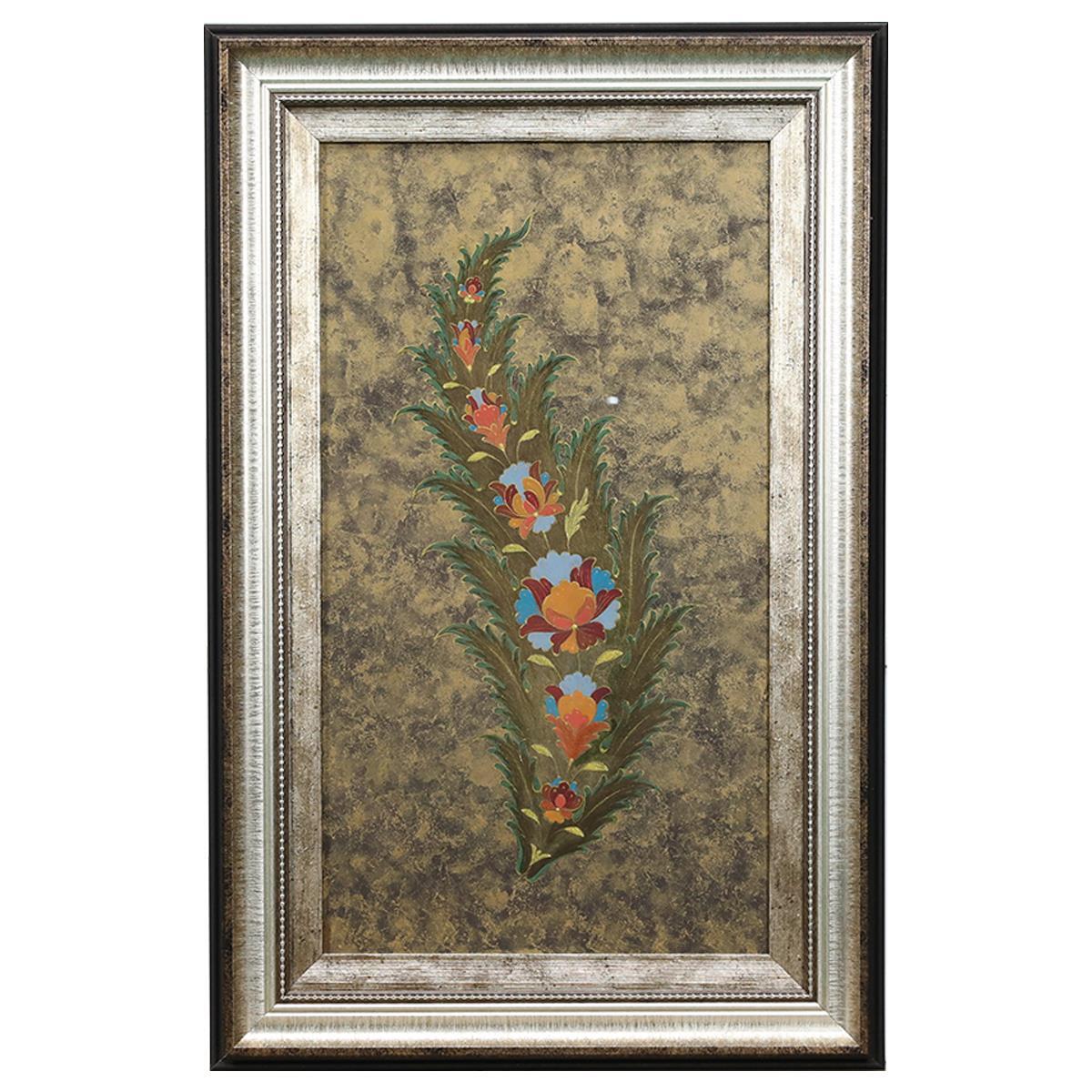 e38 EL İŞÇİLİĞİ ZERENDUD YAPRAK SULUBOYA TABLO 43x66 cm - 6206