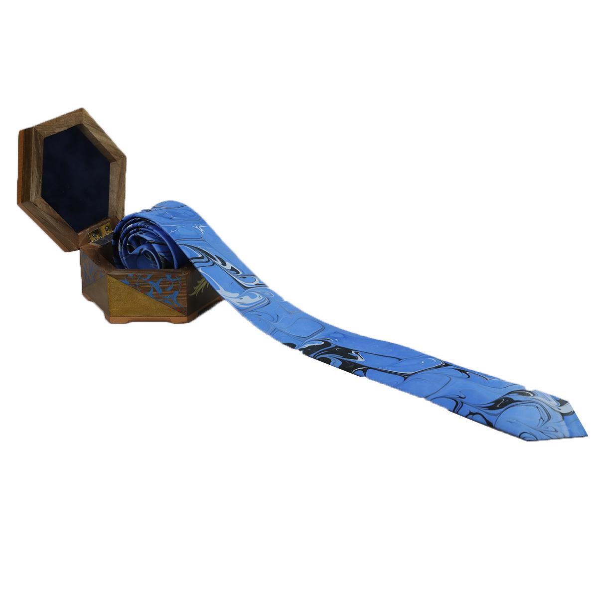 e38 EL İŞÇİLİĞİ ERKEK RENKLİ EBRU KRAVAT 150x5 cm - K0108