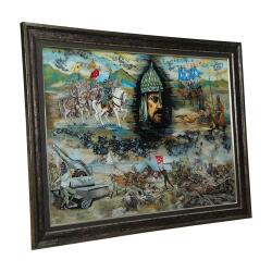 e38 HAND CRAFTED GLASS PAINTED PAINTING 105 x 86 cm - 6086 - 2