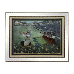 e38 HAND WORKED WAR OF MALAZGIRT MACHINE EMBROIDERY PAINTING 88 x 68 cm - 6092 - e38