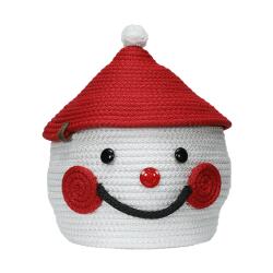 e38 HAND WORKED WICKER JUTE ROPE BASKET 26*22 cm - 6133 - e38