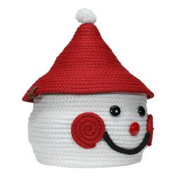 e38 HAND WORKED WICKER JUTE ROPE BASKET 27*23 cm - 6134 - 2