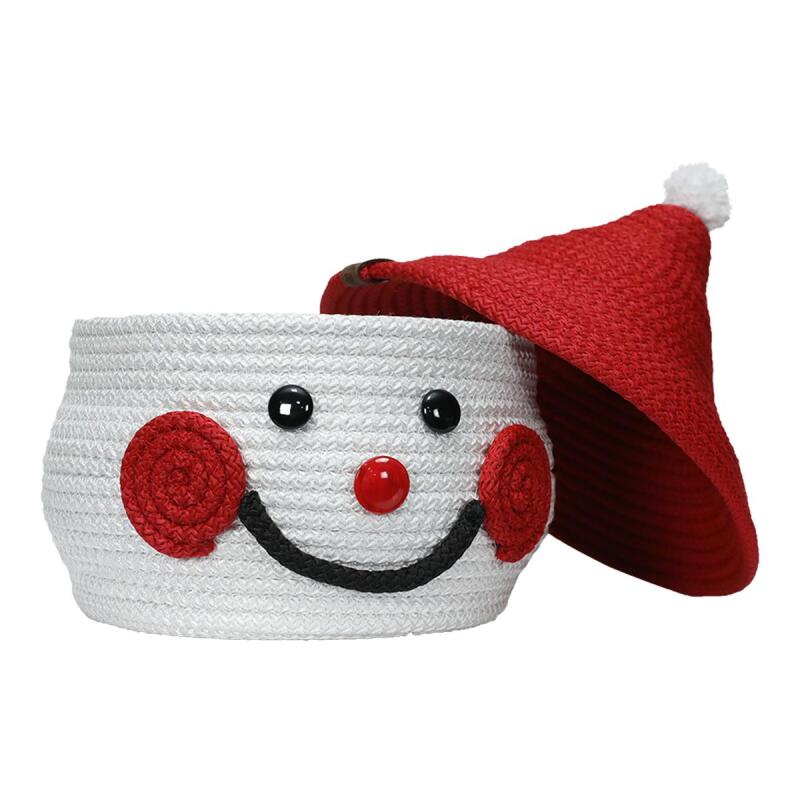 e38 HAND WORKED WICKER JUTE ROPE BASKET 27*23 cm - 6134 - 3