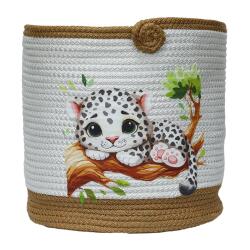 e38 HAND WORKED WICKER JUTE ROPE BASKET 29*26 cm - 6144 - e38