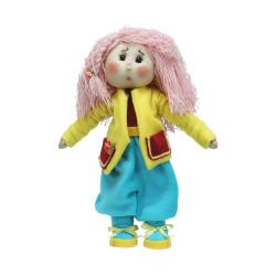 e38 HANDCRAFTED PINK-HAIRED GIRL DECORATIVE DOLL 32 CM - 6235 - e38