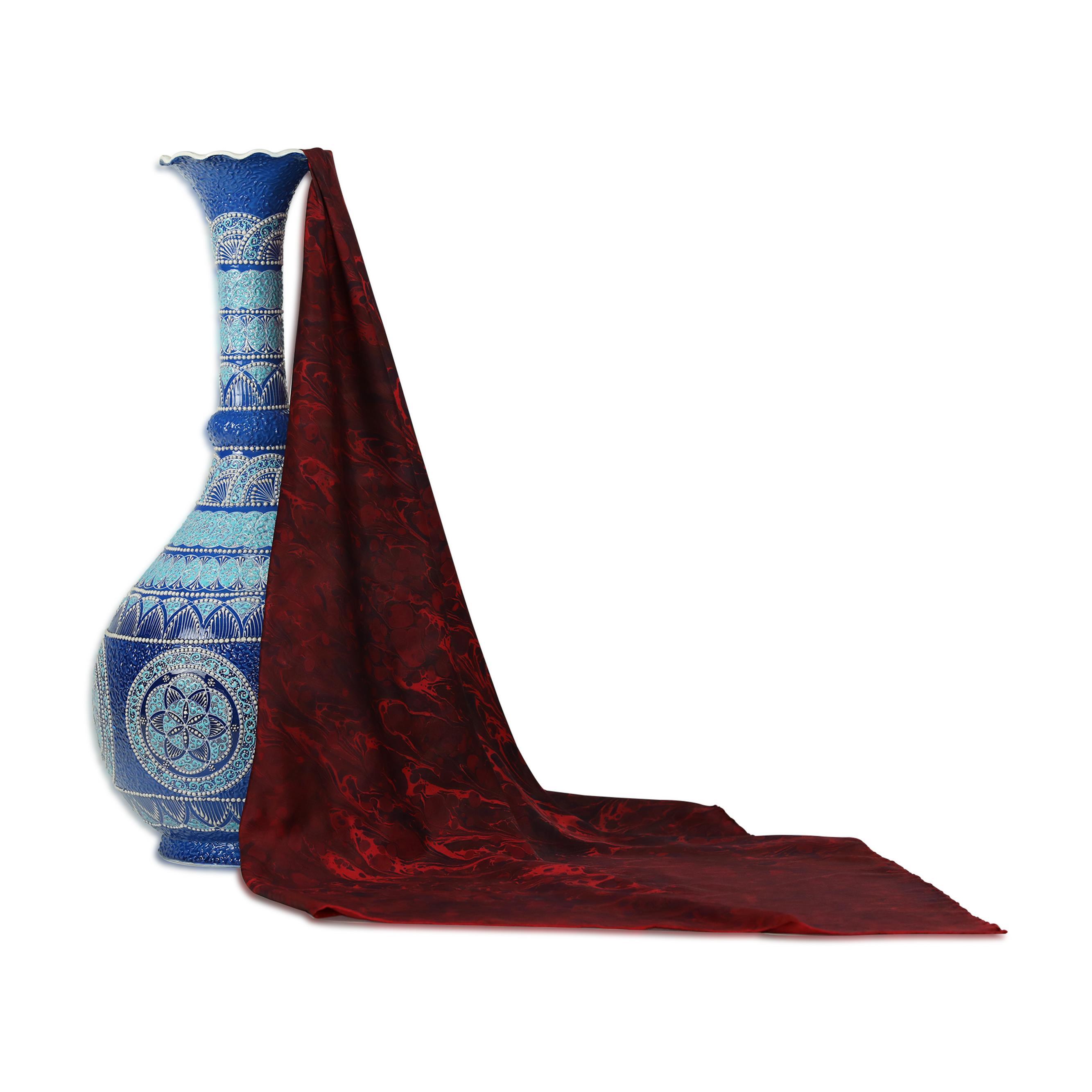 e38 EL İŞÇİLİĞİ KADIN RENKLİ EBRU EŞARP 90*90 cm- E0066
