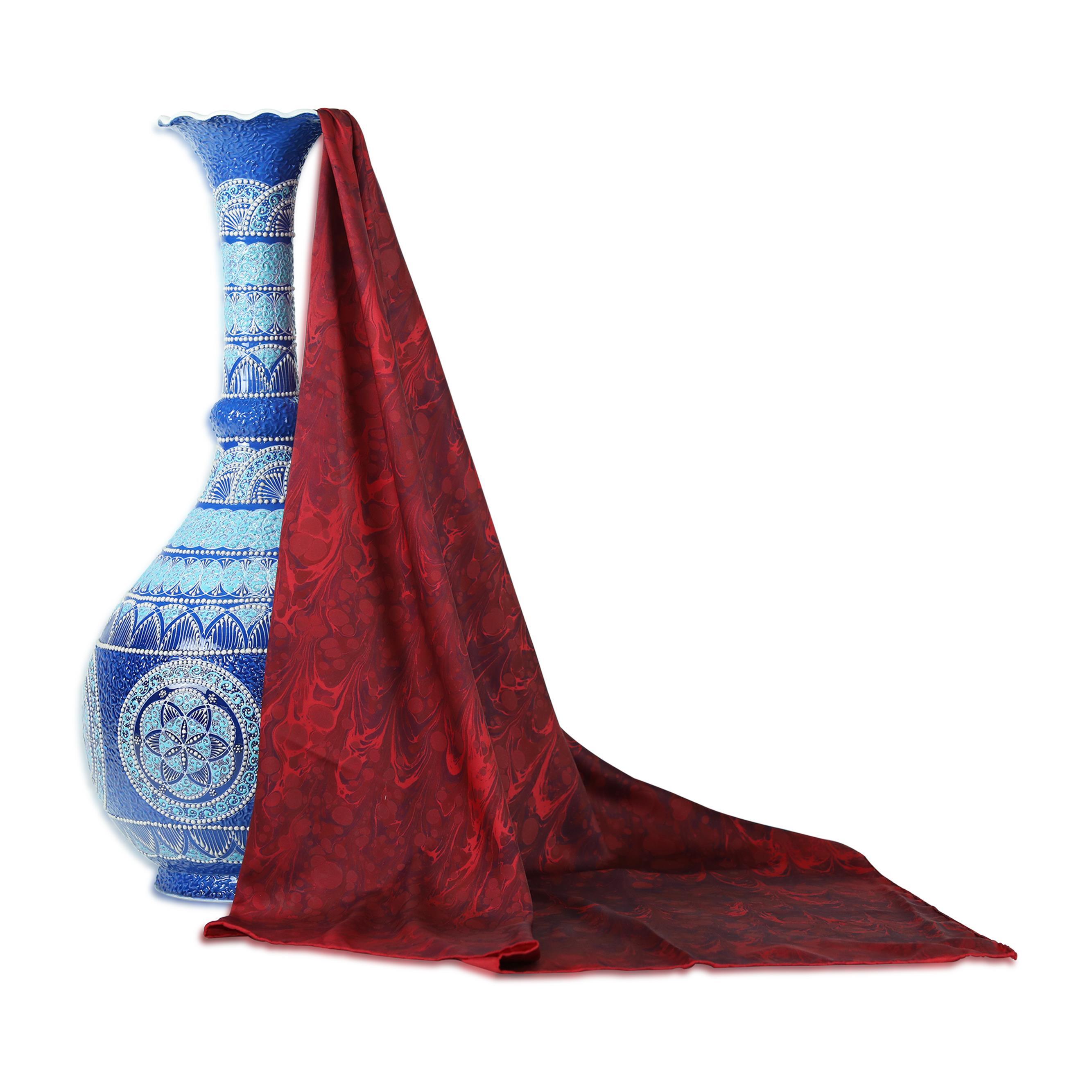 e38 EL İŞÇİLİĞİ KADIN RENKLİ EBRU EŞARP 90*90 cm - E0084