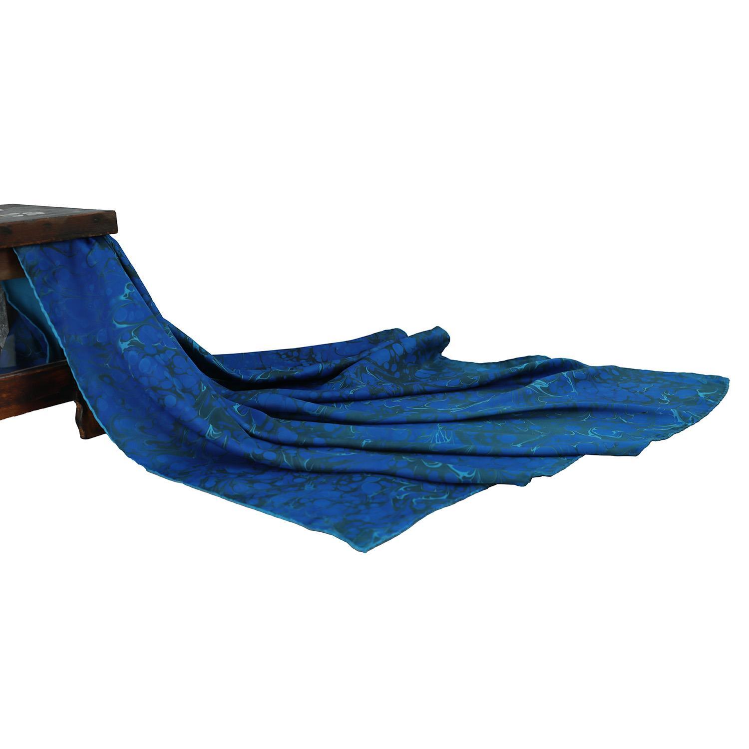 e38 EL İŞÇİLİĞİ KADIN RENKLİ EBRU EŞARP 90*90 cm - E0092