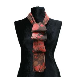 e38 EL İŞÇİLİĞİ KADIN RENKLİ EBRU FULAR 167*33 cm - F0019 - e38