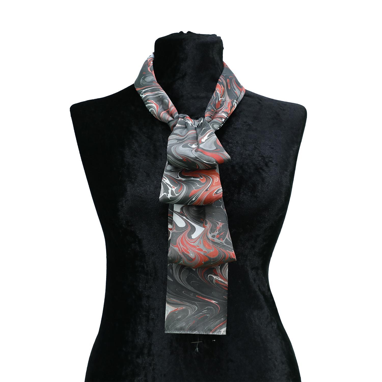 e38 EL İŞÇİLİĞİ KADIN RENKLİ EBRU FULAR 167*33 cm - F0020