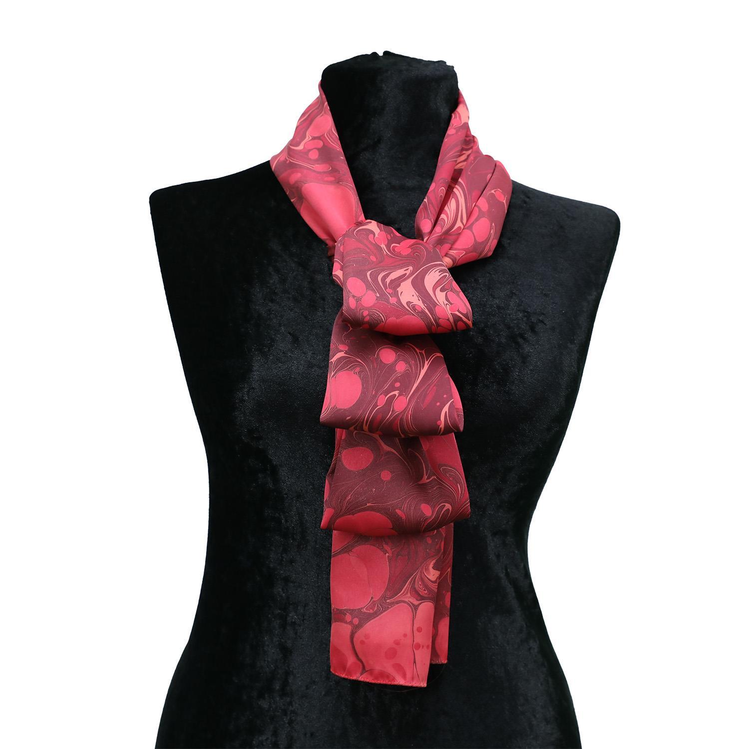 e38 EL İŞÇİLİĞİ KADIN RENKLİ EBRU FULAR 167*33 cm - F0022