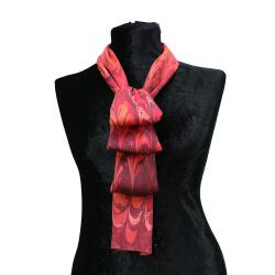 e38 EL İŞÇİLİĞİ KADIN RENKLİ EBRU FULAR 167*33 cm - F0027 - e38
