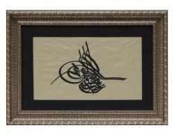 e38 HÜSN-İ HAT TUĞRA TABLO “Sultan I. Abdülmecid’in Tuğrası” 64x46 cm - e38