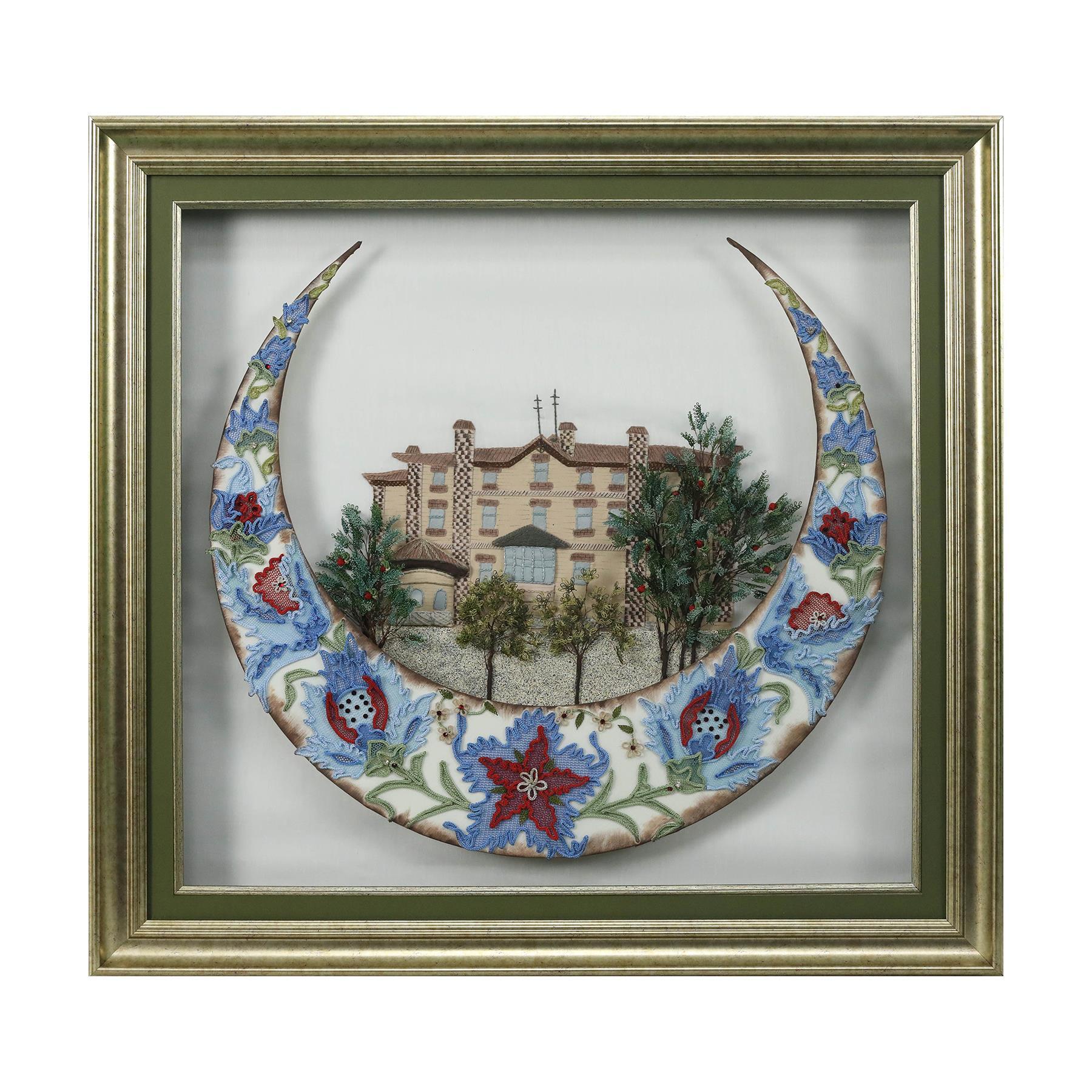 e38 EL İŞÇİLİĞİ KAYSERİ AMERİKAN KOLEJİ İĞNE OYASI TABLO 73*70 cm - 5464