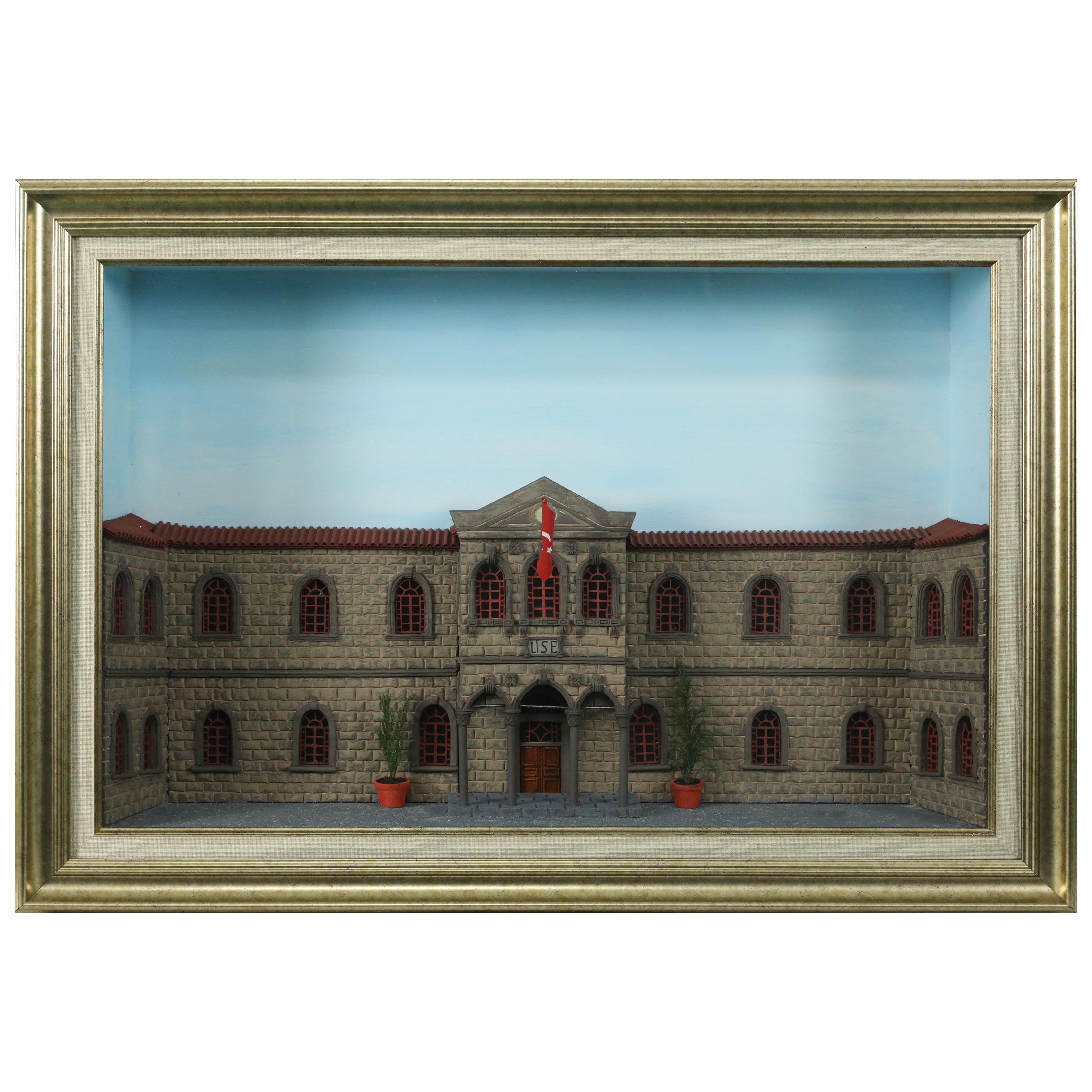 e38 EL İŞÇİLİĞİ KAYSERİ LİSESİ AHŞAP RÖLYEF TABLO - 5517