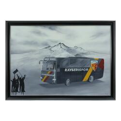e38 EL İŞÇİLİĞİ KAYSERİSPOR OTOBÜSÜ YAĞLI BOYA TABLO 110*80 cm 5847 - e38