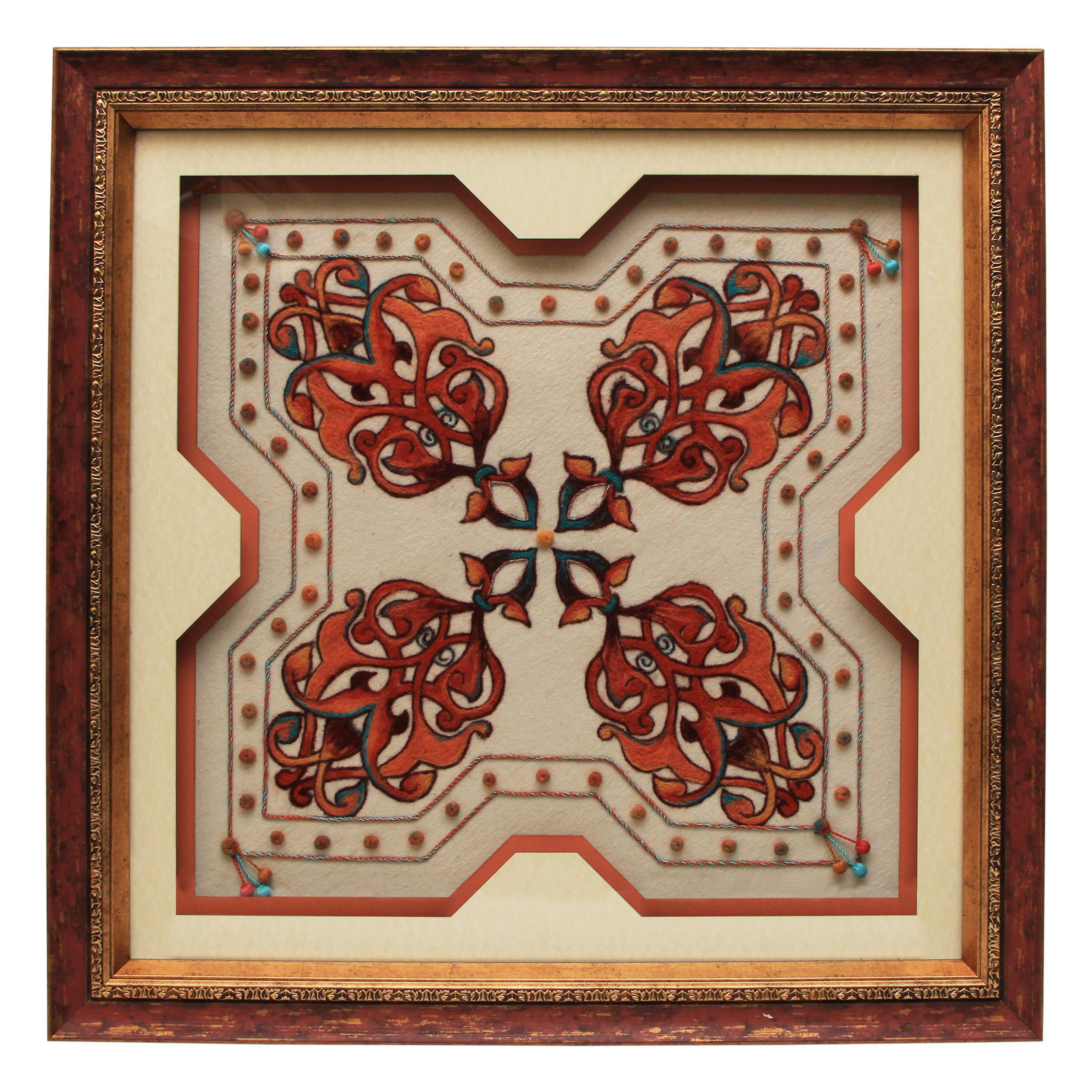e38 EL İŞÇİLİĞİ KEÇE YILDIZ ŞEKİLLİ TABLO 81*81 cm - 4428