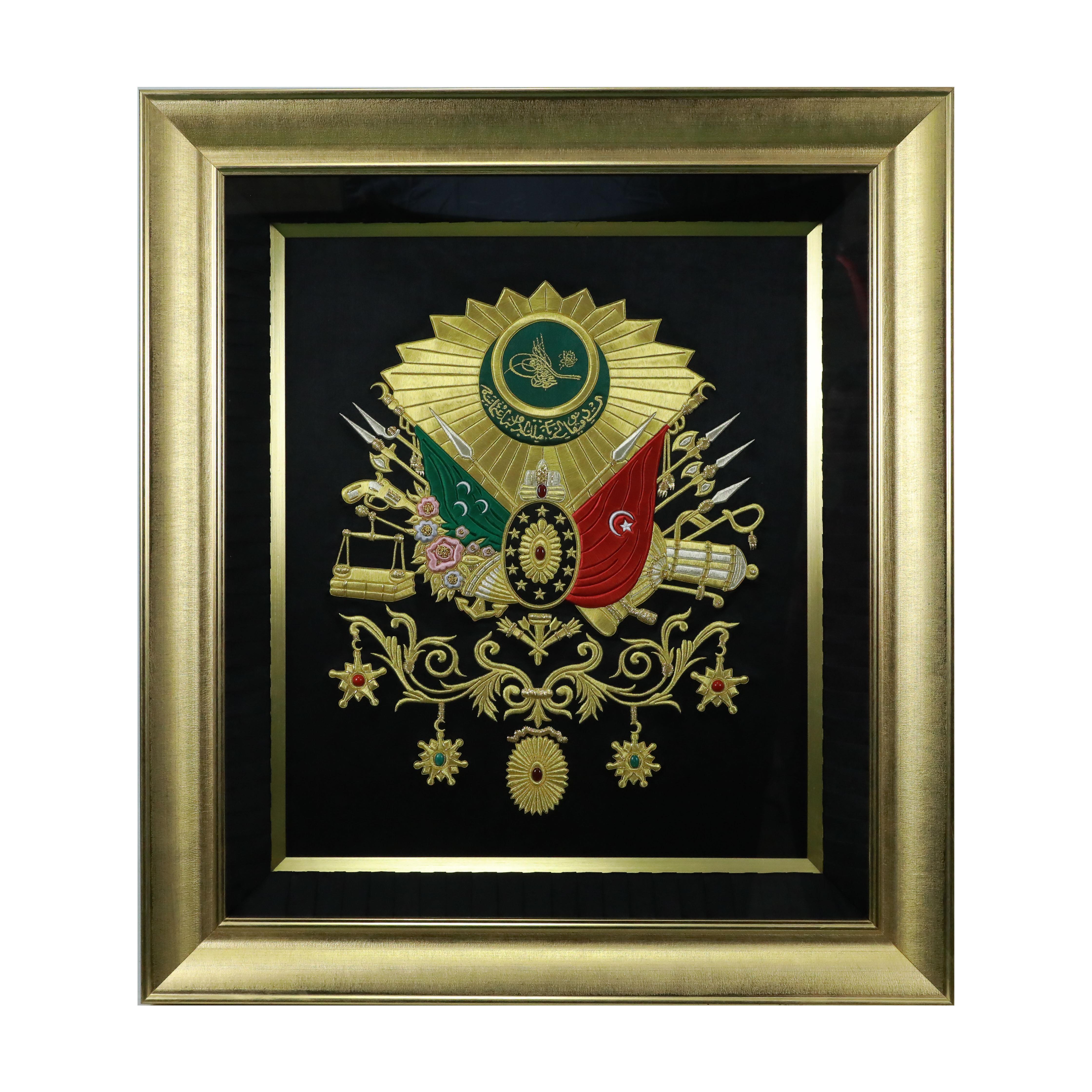 e38 EL İŞÇİLİĞİ MARAŞ İŞİ OSMANLI ARMASI 91*81 cm - 5608