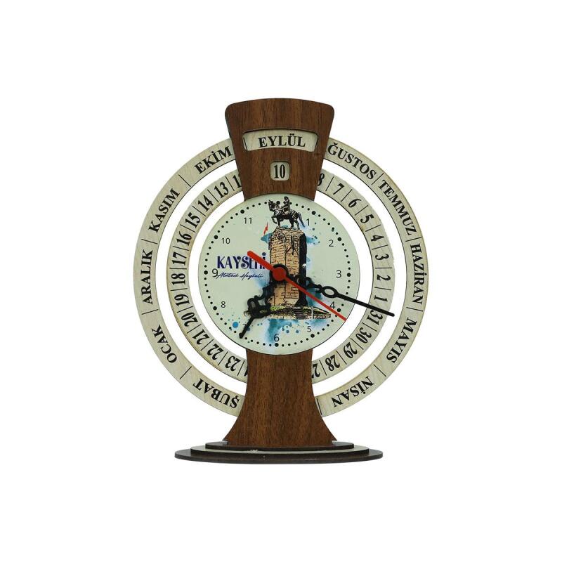 e38 KAYSERİ ATATÜRK HEYKELİ TAKVİMLİ MASA SAATİ 25x20 cm- 6012 - 1