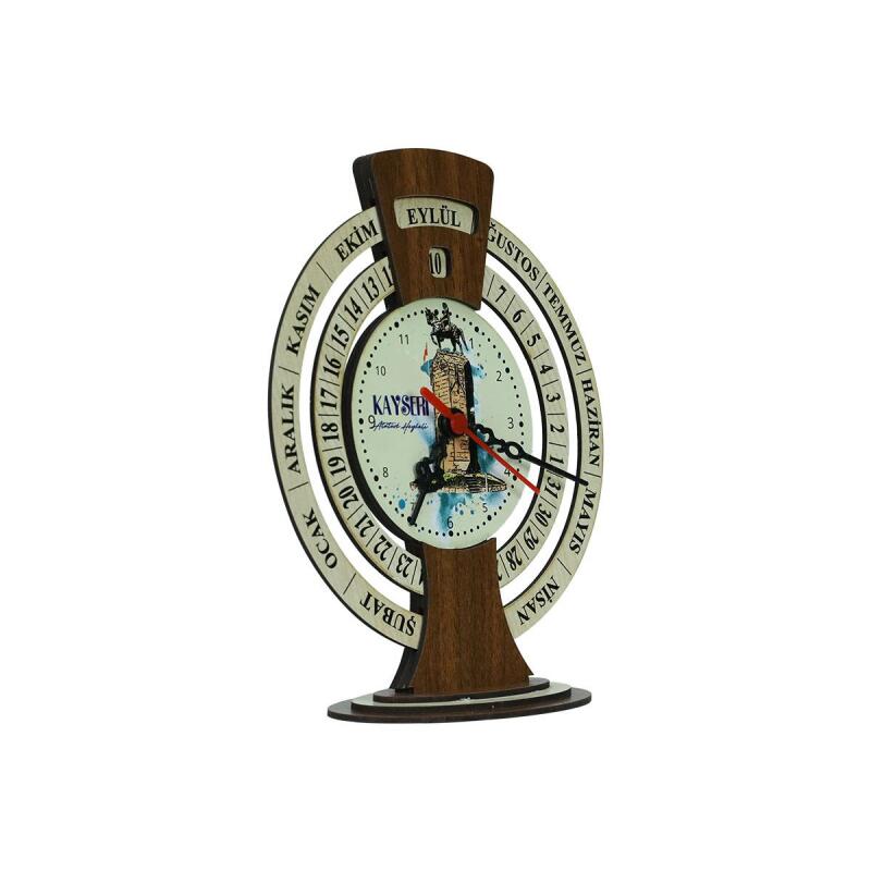 e38 KAYSERİ ATATÜRK HEYKELİ TAKVİMLİ MASA SAATİ 25x20 cm- 6012 - 2