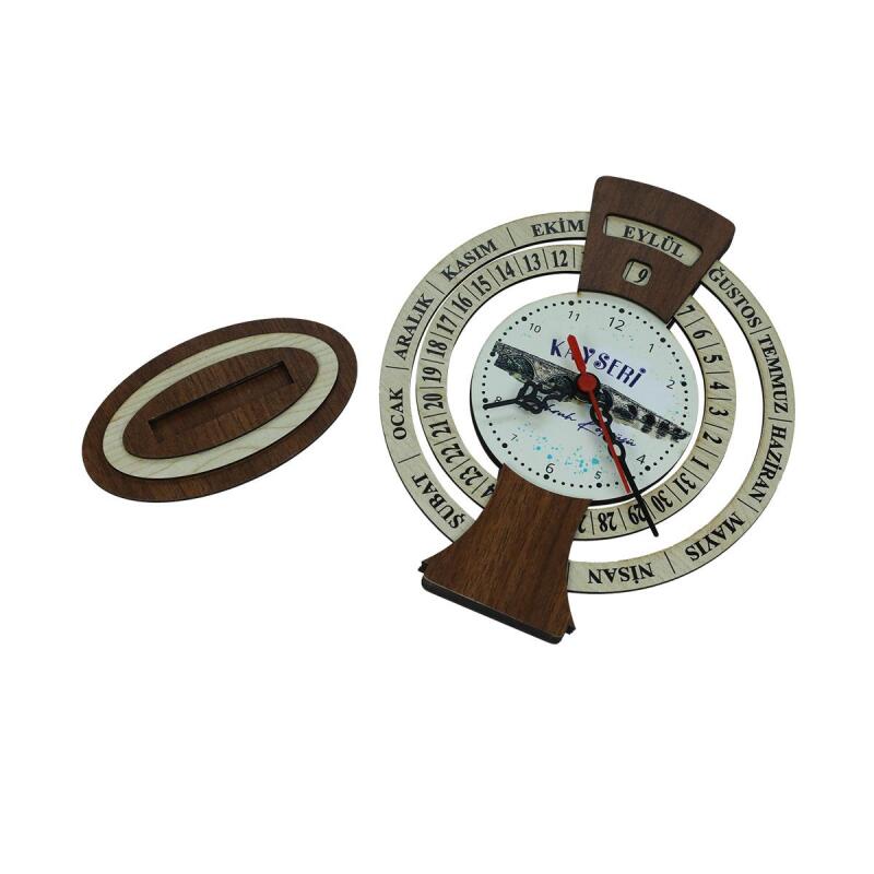 e38 KAYSERİ ŞAHRUK KÖPRÜSÜ AHŞAP TAKVİMLİ MASA SAATİ 25x20 cm- 6010 - 4