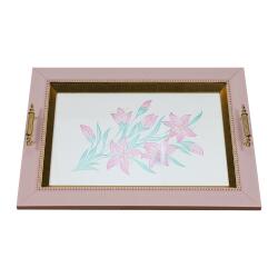 صينية ألوان مائية على شكل زهرة وردية من صناعة يدوية e38، 36×48 سم - 6223 - 2