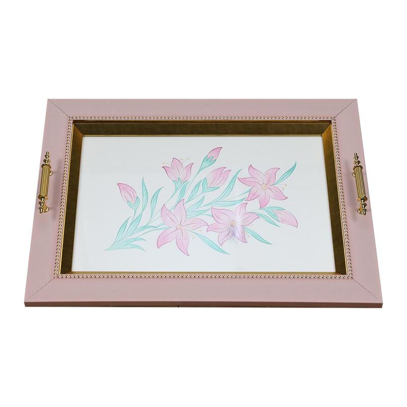 صينية ألوان مائية على شكل زهرة وردية من صناعة يدوية e38، 36×48 سم - 6223 - 2