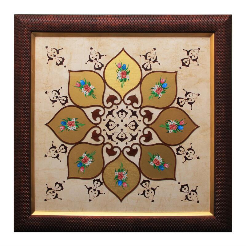 e38 EL İŞÇİLİĞİ TARAMA BUKETLİ KALEMİŞİ TABLO 98*98 cm - 4478 - 1