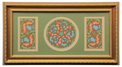 e38 EL İŞÇİLİĞİ ÜÇLÜ RUMİLİ TEZHİP TABLO 45 x 80 cm - 3176 - e38