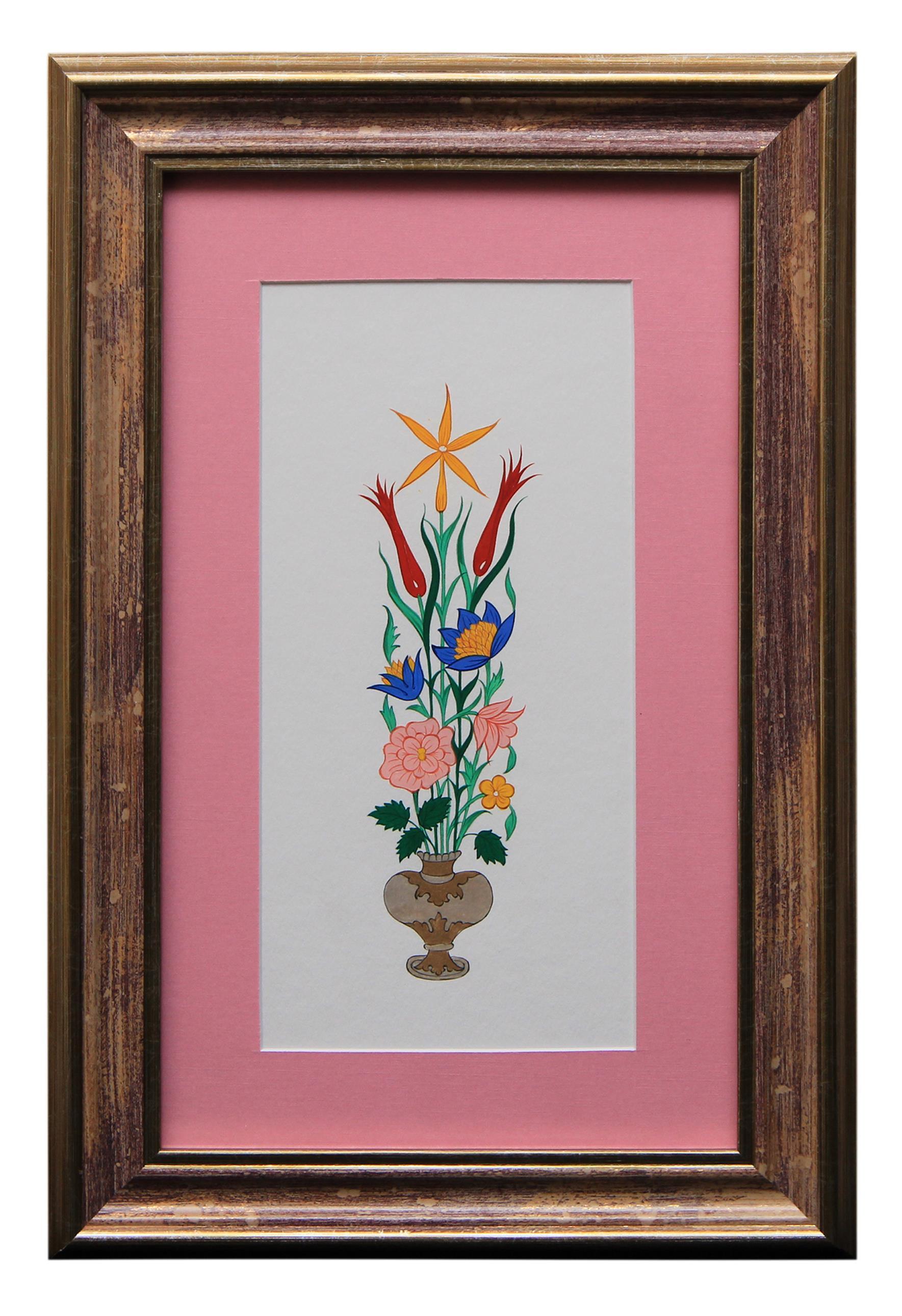 e38 EL İŞÇİLİĞİ VAZOLU BUKET TEZHİP TABLO 41 * 27 cm - 1789