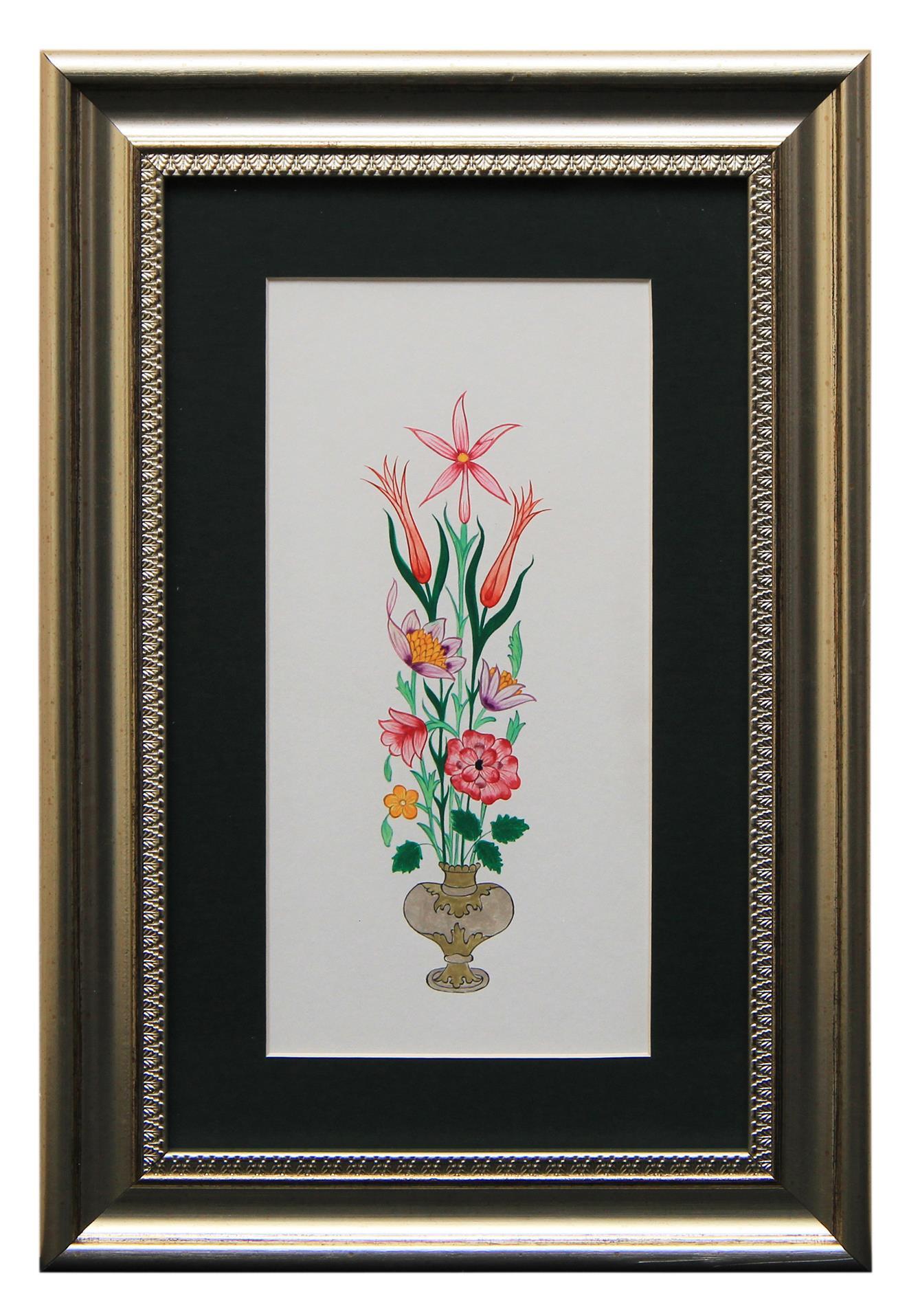 e38 EL İŞÇİLİĞİ VAZOLU BUKET TEZHİP TABLO 41 * 28 cm - 1790